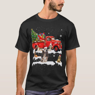 Camiseta Bloodhound Riding Red Truck Xmas Feliz Natal