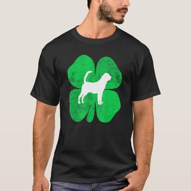 Camiseta Bloodhound Shamrock Dia de São Patrício irlandês (Frente)