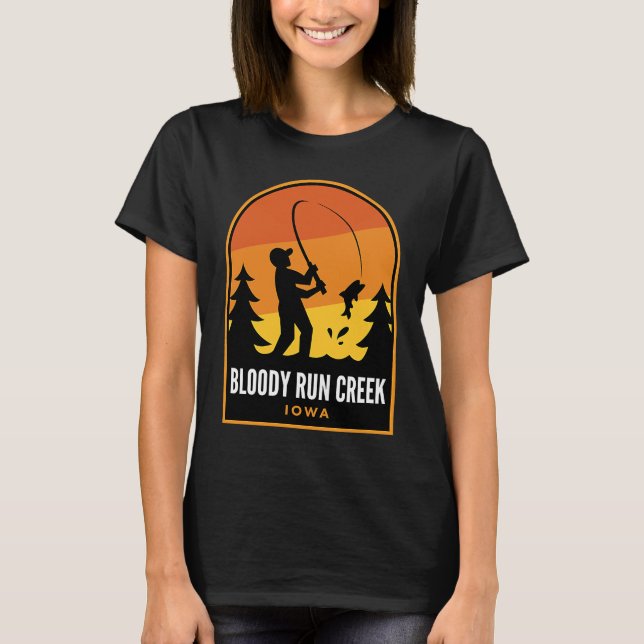 Camiseta Bloody Run Creek Iowa Fishing (Frente)