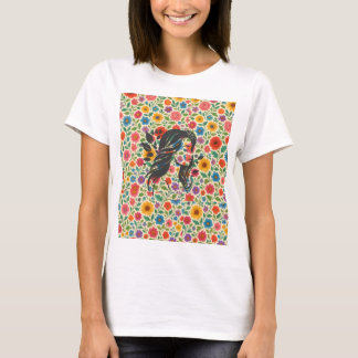 camiseta bloom burst - arte de flor multicolor