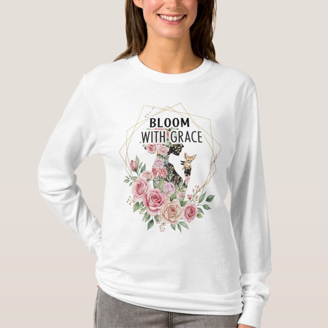 Camiseta Bloom com Grace - Silhouette Moderna Floral (Frente)