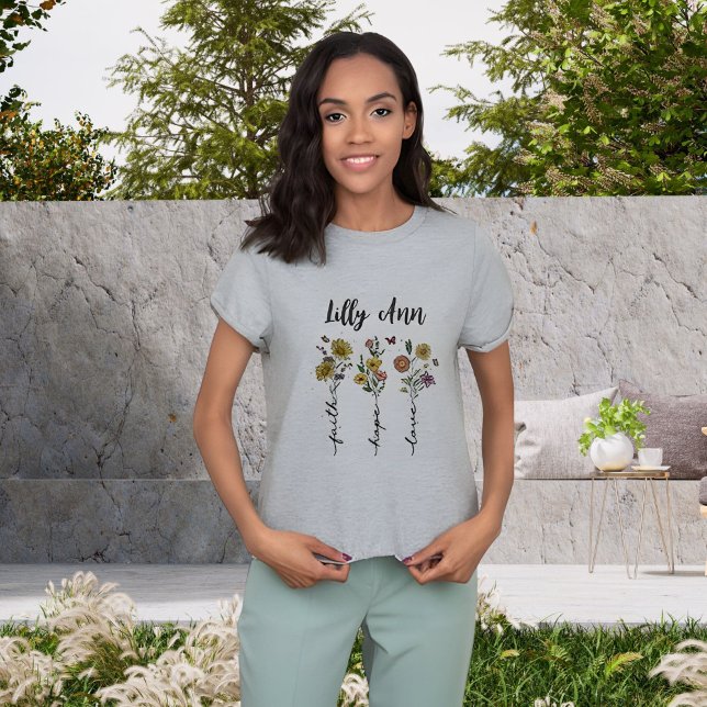 Camiseta Bloom na Fé - Design de girassol feminino (Criador carregado)