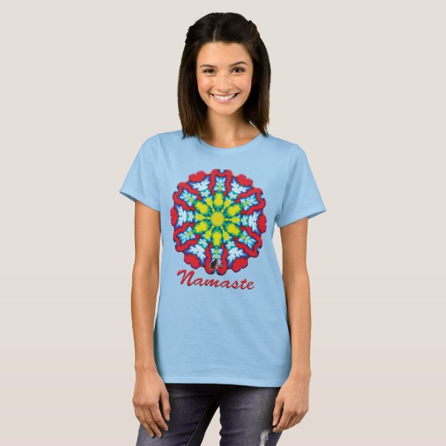 Camiseta Bloom Namaste Kaleidoscópio (Frente Completa)