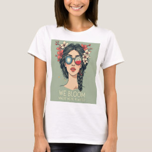 Camiseta Bloom onde estamos plantados - Flora Inspiracional