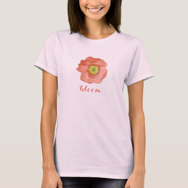 Camiseta Bloom Poppy Flower Encorajando Inspiração (Frente)