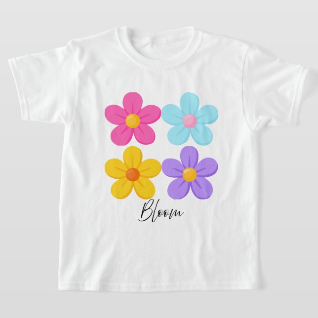Camiseta Bloom Retro Fofo Gráfico Floral (Postura )