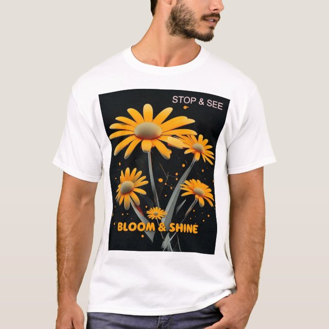 Camiseta Bloom & Shine: Tee de Serenidade Floral (Frente)