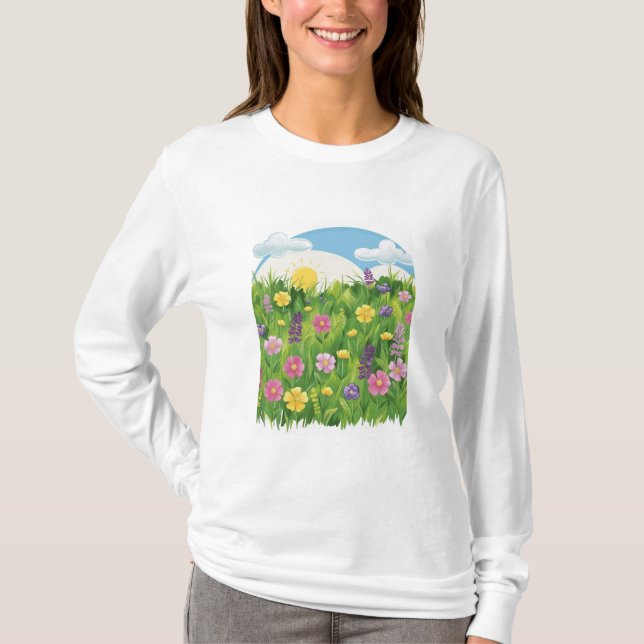 Camiseta "Bloom & Sunshine – Floral de Primavera & Verão Ca (Frente)
