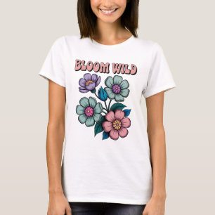 Camiseta Bloom Wild Retro Floral T Shirt   Manuscrito Vi