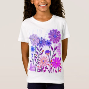Camiseta Blooms em papel e thread: flor selvagem encharcada