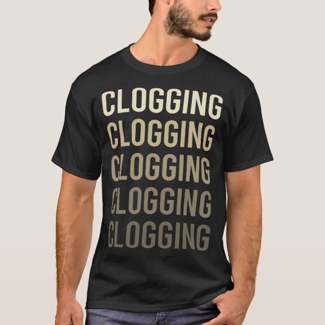 Camiseta Bloqueador de Clogs de Texto Castanho (Frente)