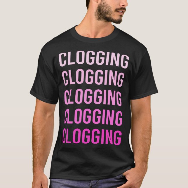 Camiseta Bloqueador de Clogs de Texto Rosa (Frente)
