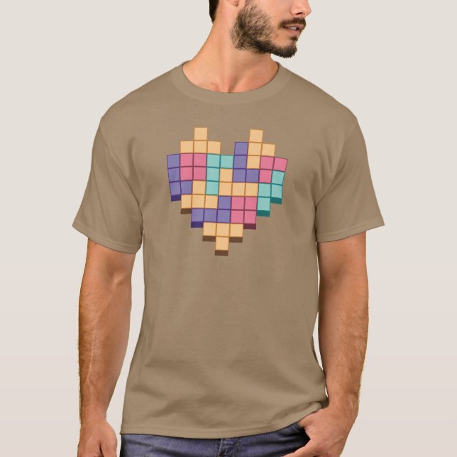 Camiseta Bloquear Estilo de Retro do Coração do Jogo (Frente)