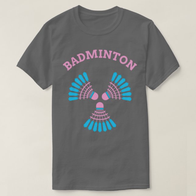 Camiseta Bloqueio Badminton bonito a rosa um pouco azul (Frente do Design)