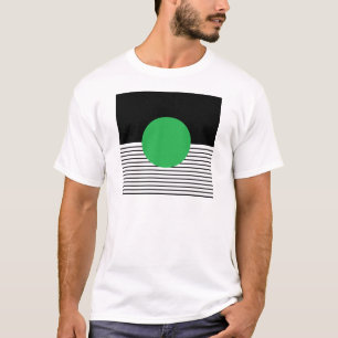 Camiseta Bloqueio Branco Preto e Círculo Verde