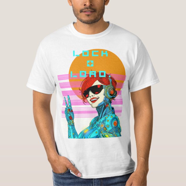 Camiseta Bloqueio + Carga - Cyberpunk Vibe (Frente)