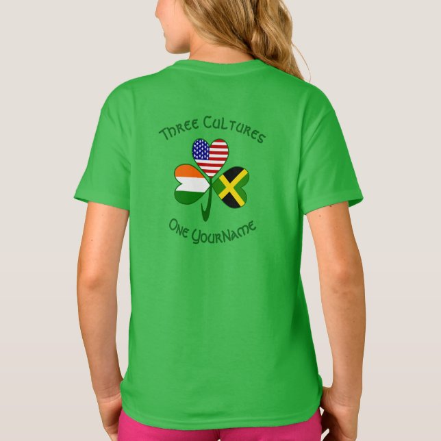 Camiseta Bloqueio de Shamrock jamaicano irlandês dos EUA pe (Verso)