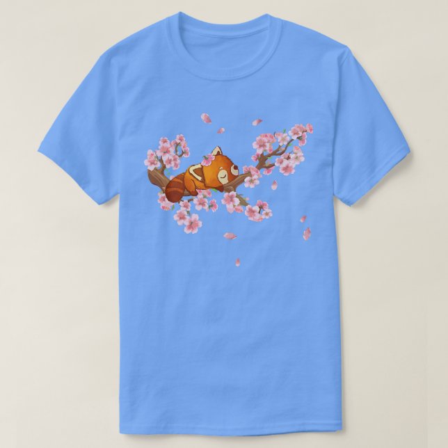 Camiseta Blossom Kawaii Red Panda de Arte Japonesa Bonita (Frente do Design)