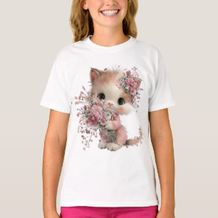 Camiseta “Blossom Kitty” Gatinho Fofo