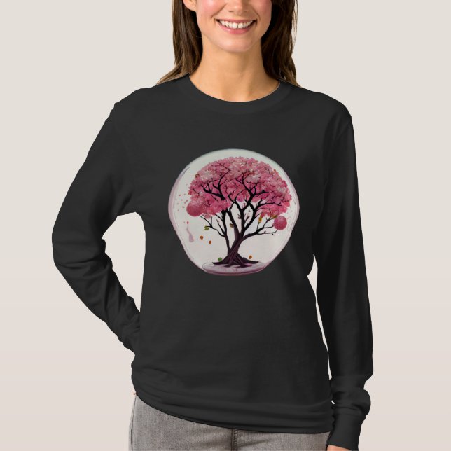 Camiseta Blossom with the Beauty of Nature Tree in a Globe  (Frente)