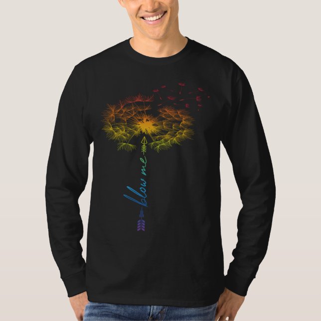 Camiseta Blow Me Dandelion Just Tattoo Arrow Breathe Rainbo (Frente)