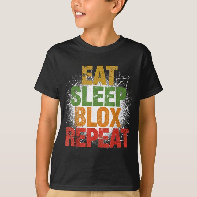 Camiseta Blox Gaming _ Eat Sleep Blox Repeat _ Kids Gaming  (Frente)