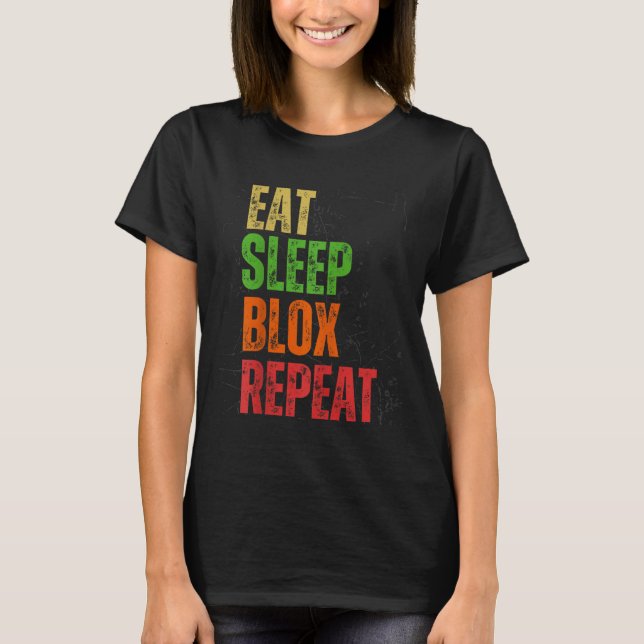 Camiseta Blox Gaming Tee, Eat Sleep Blox Repeat, Kids Gamin (Frente)