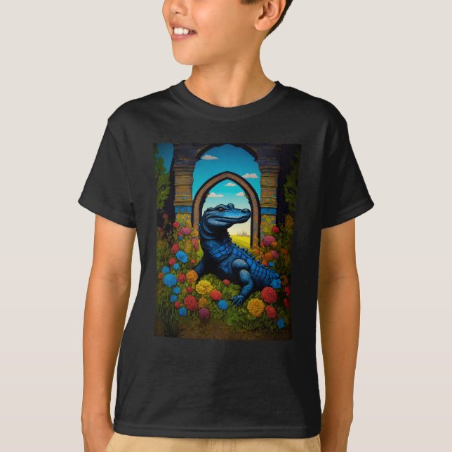 Camiseta Blue Alligator Fantasy Art (Frente)