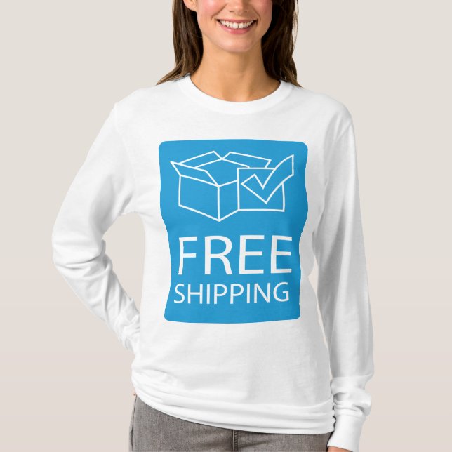 Camiseta Blue and White Free Shipping Icon (Frente)