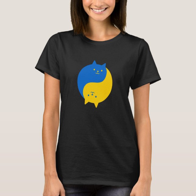 Camiseta Blue and Yellow Victory Cats Balanced Yin Yang Meo (Frente)