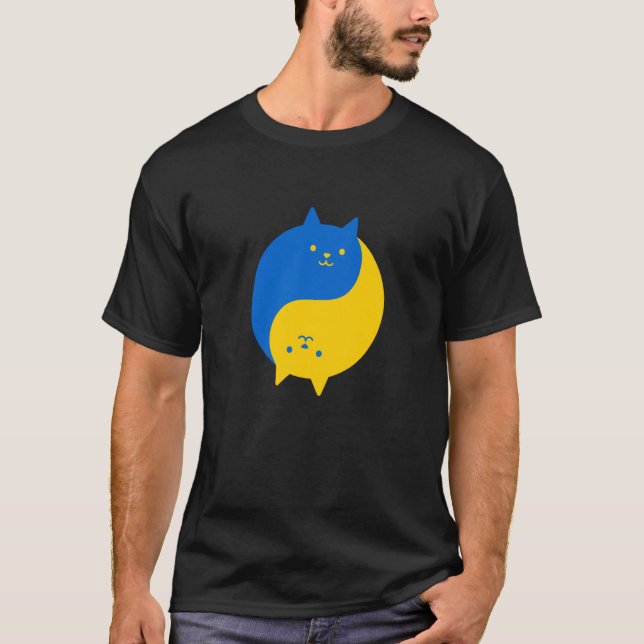 Camiseta Blue and Yellow Victory Cats Balanced Yin Yang Meo (Frente)