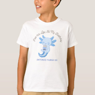 Camiseta Blue Axolotl Boys Festa de aniversário Boba Tea Pa