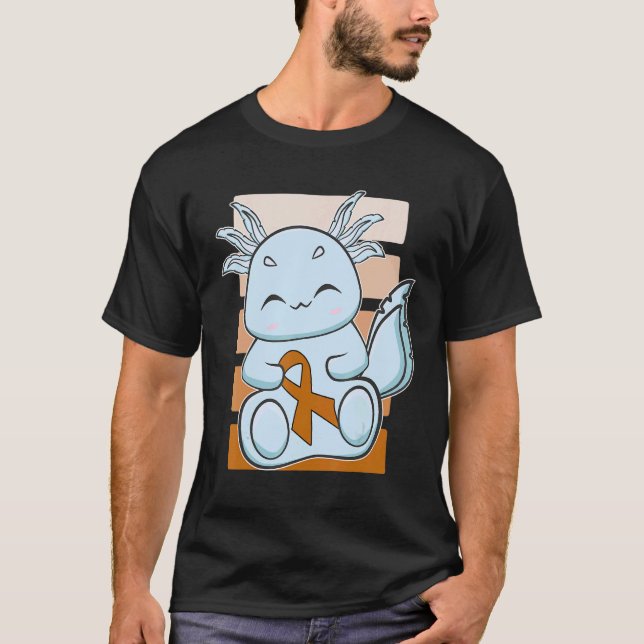 Camiseta Blue Axolotl With Orange Ribbon For Leukemia Aware (Frente)