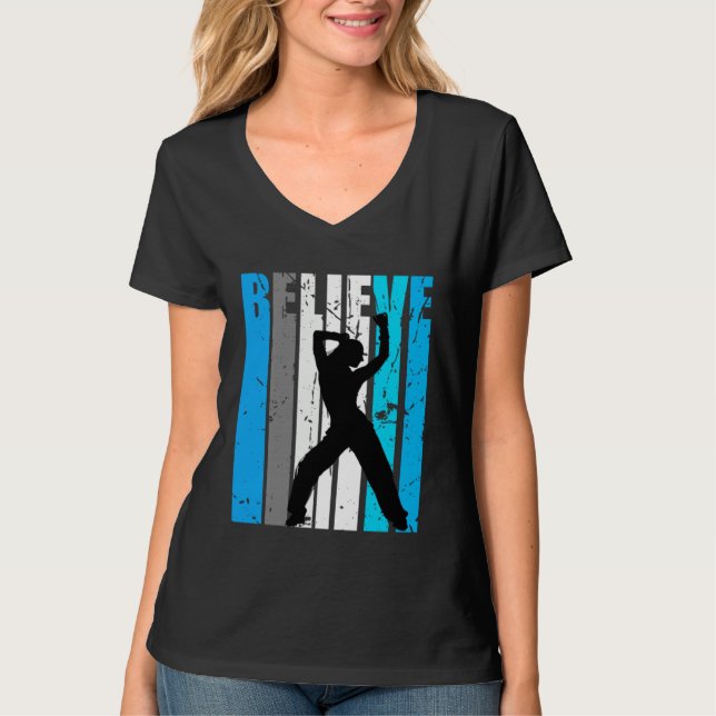 Camiseta Blue Believe Dance Motivational Girls Team Retro (Frente)