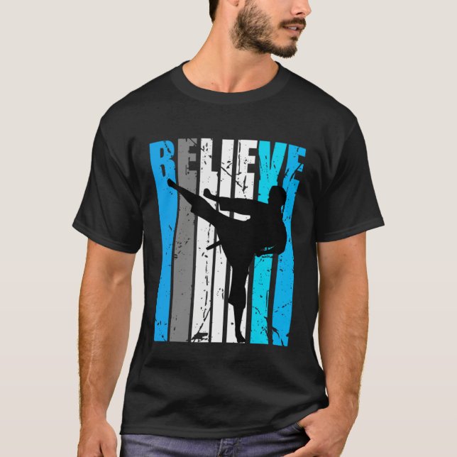 Camiseta Blue Believe Jiu Jitsu Motivational Girls Team Ret (Frente)