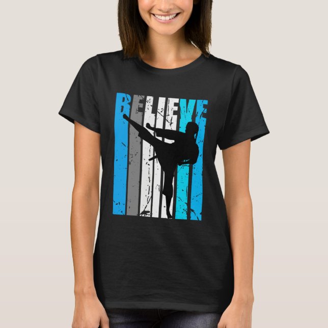 Camiseta Blue Believe Jiu Jitsu Motivational Girls Team Ret (Frente)