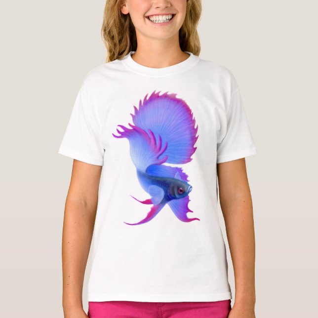 Camiseta Blue Betta Fish Kids Ringer T-Shirt (Frente)