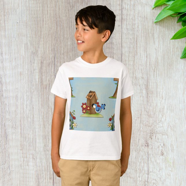 Camiseta Blue Bird Birhouse (Criador carregado)