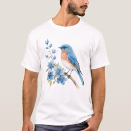 Camiseta Blue bird with blue flowers