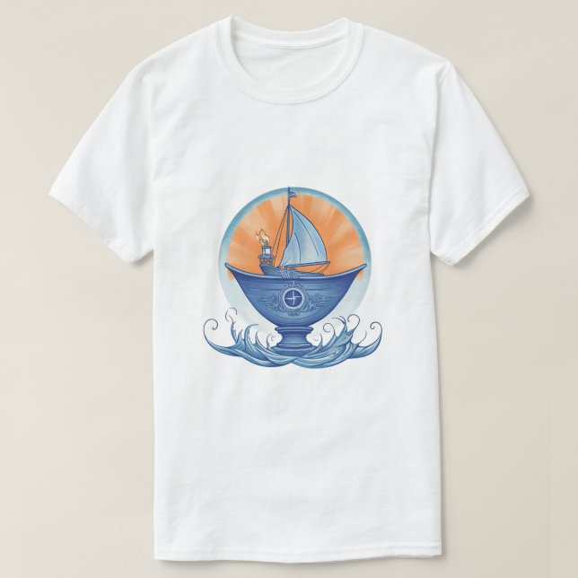 Camiseta Blue Boat Chalice (Frente do Design)