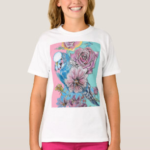 Camiseta Blue Budget Rosa Fllower Key Ring