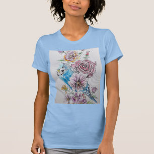 Camiseta Blue Budget with Rosa Watercolor Womans T Shirt