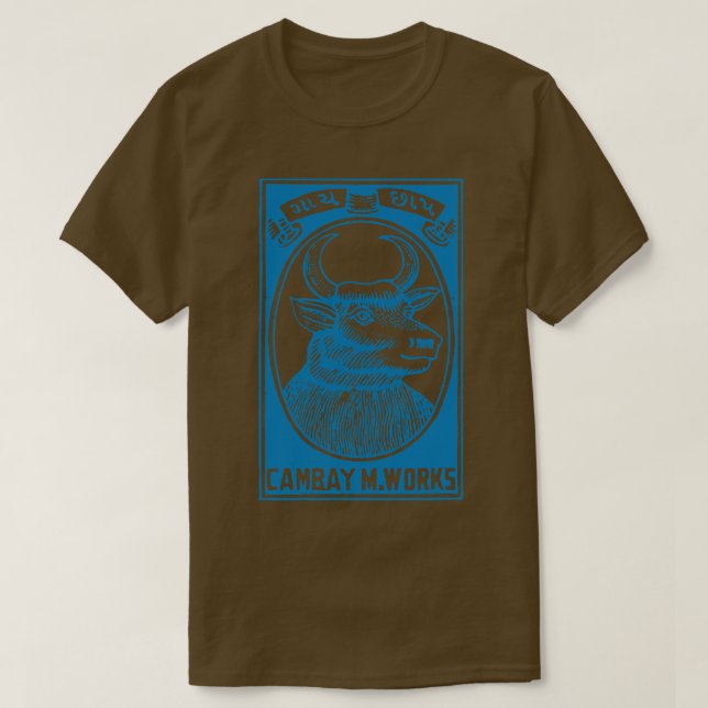 Camiseta Blue Bulls Head Indian Matchbox Art (Frente do Design)
