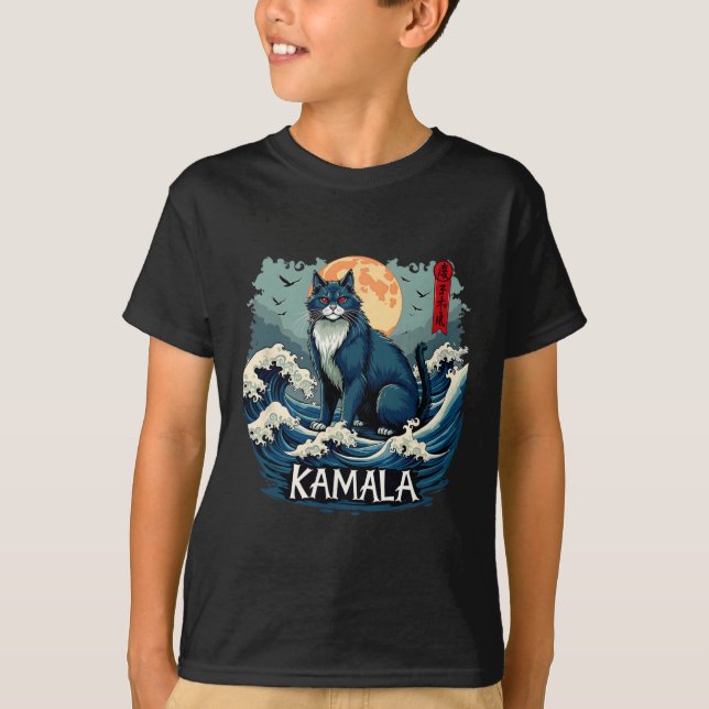 Camiseta Blue Cats Wave For Kamala Engraçado (Frente)