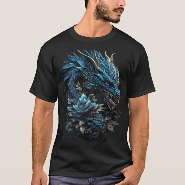 Camiseta Blue Chinese Dragon E Girl Aesthetic E Boy retro 9 (Frente)