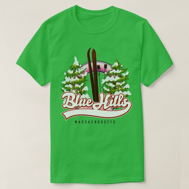 Camiseta Blue Colinas Massachusetts Ski (Frente do Design)