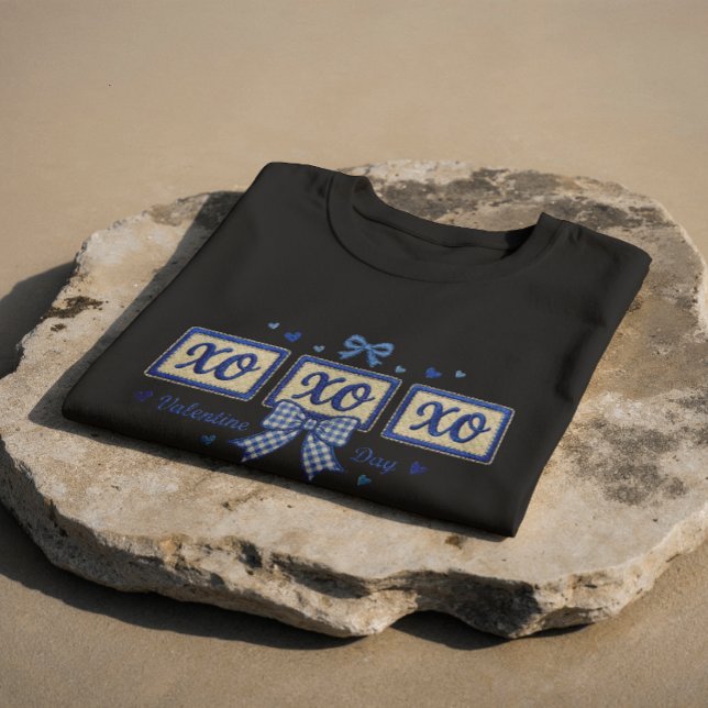 Camiseta Blue Coquette Gingham Bow XOXO Valentine's Day T-S (Criador carregado)