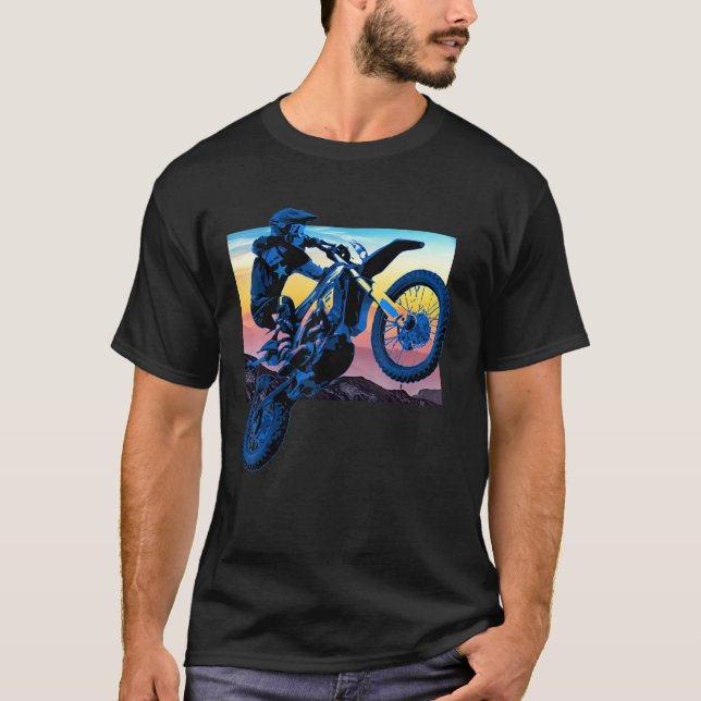 Camiseta Blue Dirt Bike Rider (Frente)
