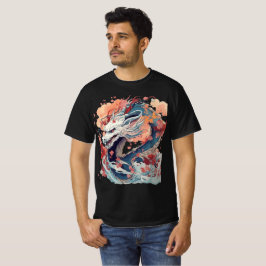 Camiseta Blue Dragon with Blossoms and Clouds