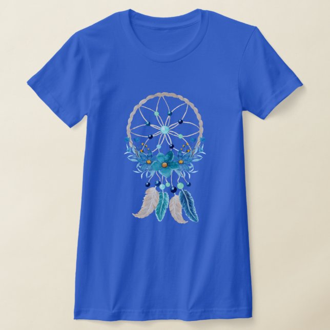 Camiseta Blue Dreamcatcher Na moda Boho Design (Postura )